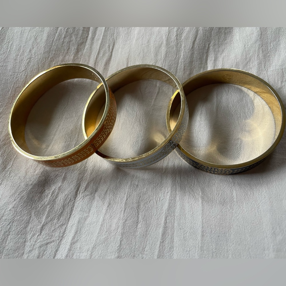 C Wonder Gold Enamel Bangle Bracelets
White Orange and Blue - Picture 2 of 4